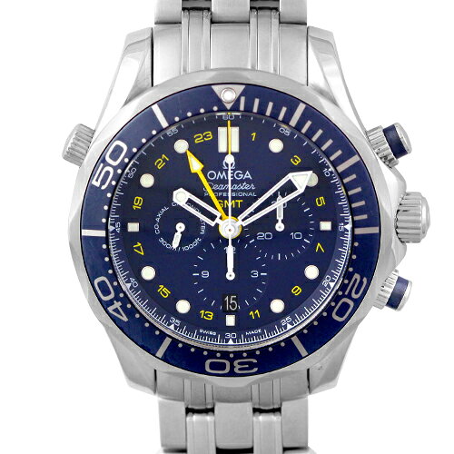 オメガ OMEGA シーマスター ダイバー300 コーアクシャル クロノ GMT 212.30.44.52.03.001 SS 44mm ブルー文字盤 【送料無料】【中古】【メンズ】【腕時計】