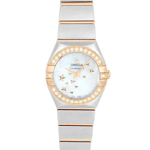 オメガ OMEGA コンステレーション ブラッシュ 123.25.24.60.05.002 PG×SS 24mm ホワイトシェル文字盤 ベゼルダイヤ【送料無料】【中古】【レディース】【腕時計】