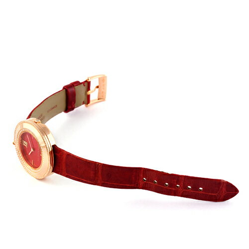 ヴァンクリーフ＆アーペル VANCLEEF&ARPELS チャームダイヤモンド HH47206 PG×革 32mm レッドワイン文字盤 ベゼルダイヤ【送料無料】【中古】【レディース】【腕時計】【74724】