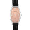 カルティエ CARTIER トノー WA502051 WG×革 31mm×21mm ピンク文字盤 ベゼルダイヤ【送料無料】【中古】【レディース】【腕時計】【77...