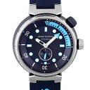 【新品純正ベルト】ルイヴィトン LOUIS VUITTON タンブール ストリート ダイバー スカイラインブルー QA121 SS×ラバー 44mm ネイビー文字盤 【送料無料】【中古】【メンズ】【腕時計】