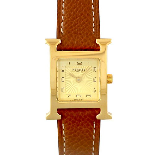 Kelly - エルメス HERMES Hウォッチ HH1.201 GP×革 30mm×21mm シャンパン文字盤 【送料無料】【中古】【レディース】【腕時計】