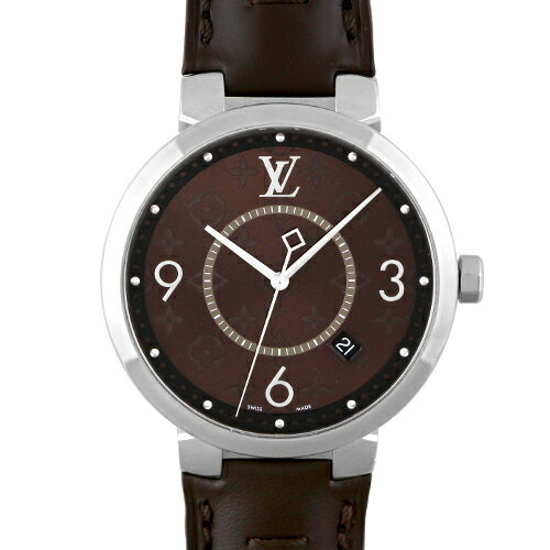 【正規品】ルイヴィトン LOUIS VUITTON タンブール スリム GM QA005Z SS×革 39mm ブラウン文字盤 【送料無料】【中古】【メンズ】【腕時計】