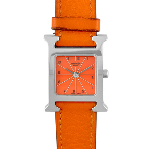 Kelly - エルメス HERMES Hウォッチ HH1.210 SS×革 30mm×21mm オレンジ文字盤 【送料無料】【中古】【レディース】【腕時計】