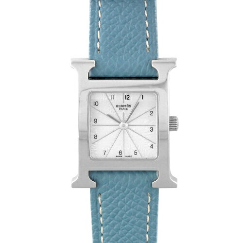 エルメス HERMES Hウォッチ HH1.210 SS×革 30mm×21mm シルバー文字盤 【送料無料】【中古】【レディース】【腕時計】