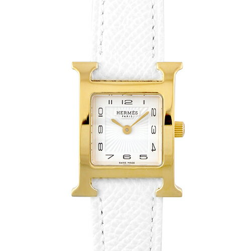エルメス HERMES Hウォッチ HH1.201 GP×革 30mm×21mm ホワイト文字盤 【送料無料】【中古】【レディース】【腕時計】
