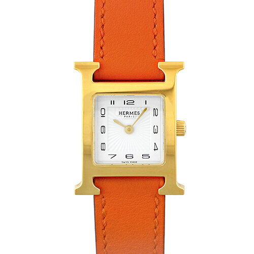 H Watch - エルメス HERMES Hウォッチ HH1.201 GP×革 30mm×21mm ホワイト文字盤 【送料無料】【中古】【レディース】【腕時計】