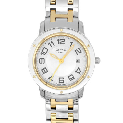 エルメス HERMES クリッパー CP1.320 GP×SS 28mm ホワイトシェル文字盤 【送料無料】【中古】【レディース】【腕時計】