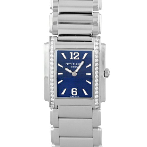 【正規品】パテックフィリップ PATEK PHILIPPE Twenty-4 4910/1200A-001 SS 30mm×25mm ブルー文字盤 ベゼルダイヤ【送料無料】【中古】【レディース】【腕時計】