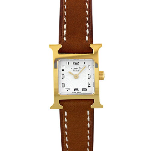 樂天商城 - エルメス HERMES Hウォッチ ミニ HH1.101 GP×革 24mm×17mm ホワイト文字盤 【送料無料】【中古】【レディース】【腕時計】