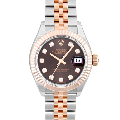 ロレックス ROLEX デイトジャスト28 279171G PG×SS 10Pダイヤ 28mm チョコレート文字盤【送料無料】【新品】【レディース】【腕時計】(2)