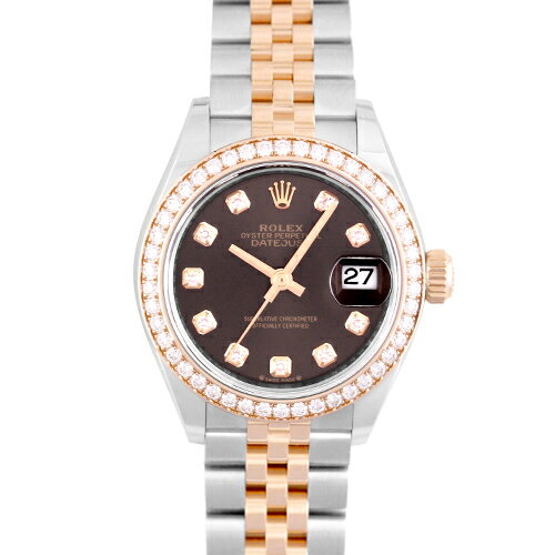 ロレックス ROLEX デイトジャスト28 ジュビリーブレス 279381RBR PG×SS ベゼルダイヤ 10Pダイヤ 28mm チョコレート文字盤【送料無料】【新品】【レディース】【腕時計】