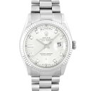 【OH済】ロレックス ROLEX デイデイト 118239A WG 36mm シルバー文字盤 Y番 8ポイントダイヤ 2ポイントバケットダイヤ【送料無料】【中古...