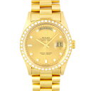 ロレックス ROLEX デイデイト 18348A YG 36mm シャンパン文字盤 W番 ベゼルダイヤ 8ポイントダイヤ 2ポイントバケットダイヤ【送料無料】【...