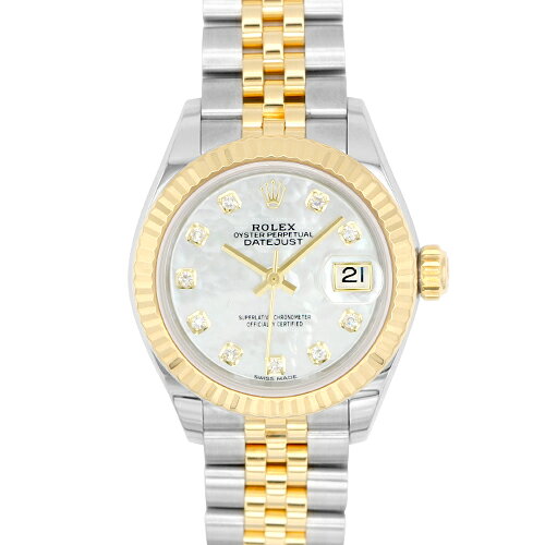 ロレックス ROLEX デイトジャスト28 279173NG YG×SS 28mm ホワイトシェル文字盤 ジュビリーブレスレット【送料無料】【中古】【レディース】【腕時計】