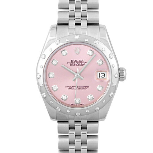 【OH済】ロレックス ROLEX デイトジャスト 178344G WG×SS 31mm ピンク文字盤 ベゼルダイヤ ジュビリーブレスレット【送料無料】【中古】【ユニセックス】【腕時計】