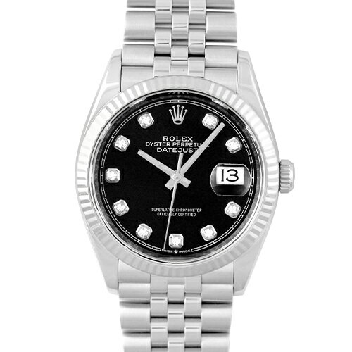 ロレックス ROLEX デイトジャスト36 126234G WG×SS 36mm ブラック文字盤 ジュビリーブレスレット【送料無料】【中古】【メンズ】【腕時計】