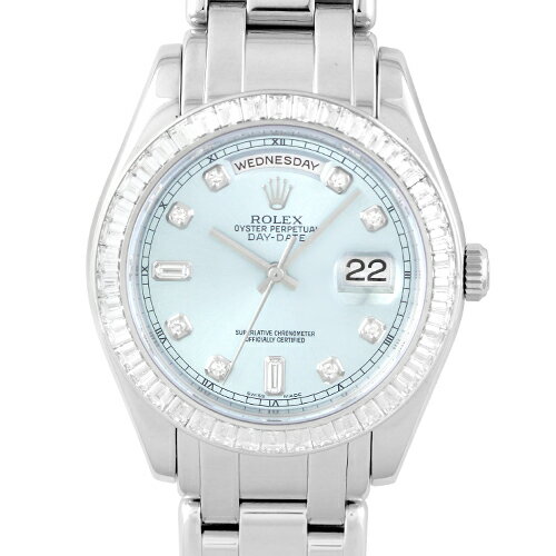【OH済】ロレックス ROLEX デイデイト パールマスター 18956A PT 39mm アイスブルー文字盤 ベゼルダイヤ【送料無料】【中古】【メンズ】【腕時計】