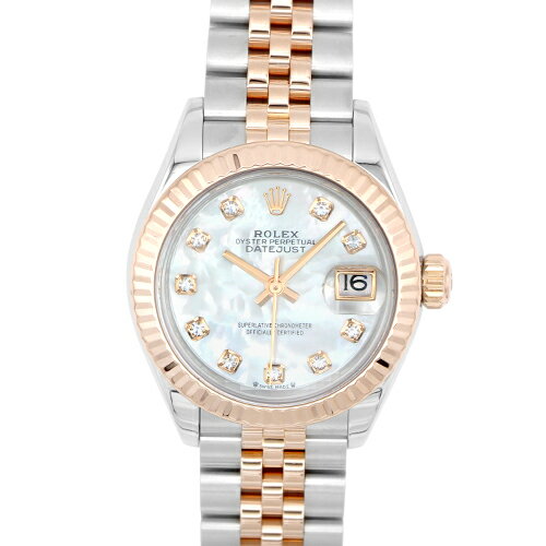 ロレックス ROLEX デイトジャスト28 279171NG PG×SS 28mm ホワイトシェル文字盤 ジュビリーブレスレット【送料無料】【中古】【レディース】【腕時計】