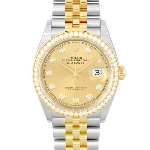 ロレックス ROLEX デイトジャスト36 126283RBR YG×SS 36mm シャンパン文字盤 ベゼルダイヤ ジュビリーブレスレット【送料無料】【新品】【メンズ】【腕時計】