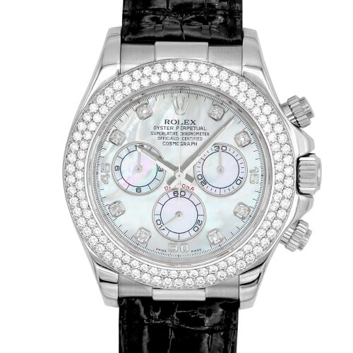 ロレックス ROLEX デイトナ 116589RBR WG×革 40mm ホワイトシェル文字盤 ベゼルダイヤ【送料無料】【中古】【メンズ】【腕時計】
