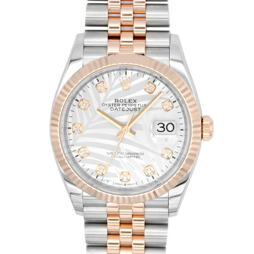 ロレックス ROLEX デイトジャスト36 126231G PG×SS 36mm シルバーパームモチーフ文字盤 ジュビリーブレスレット【送料無料】【中古】【メンズ】【腕時計】