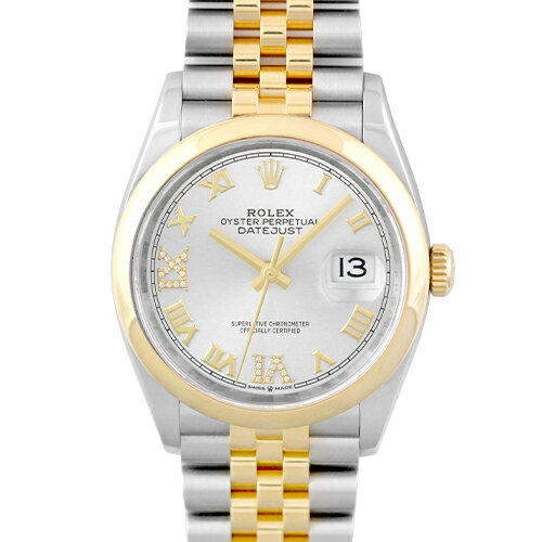 ロレックス ROLEX デイトジャスト36 126203 YG×SS 36mm シルバーローマン文字盤 ジュビリーブレスレット IXダイヤ【送料無料】【中古】【メンズ】【腕時計】