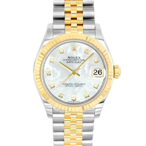 ロレックス ROLEX デイトジャスト31 278273NG YG×SS 31mm ホワイトシェル文字盤 ジュビリーブレスレット 10ポイントダイヤ【送料無料】【新品】【ユニセックス】【腕時計】