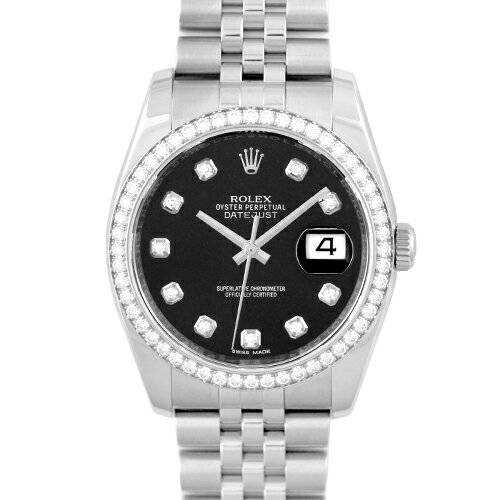【OH済】ロレックス ROLEX デイトジャスト36 116244G WG×SS 36mm ブラック ...