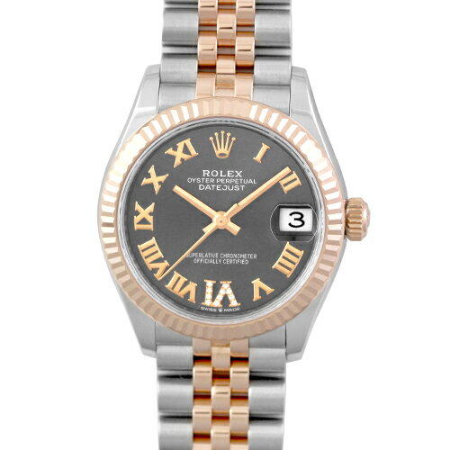 ロレックス ROLEX デイトジャスト31 278271 PG×SS 31mm スレートローマン文字盤 ジュビリーブレスレット【送料無料】【中古】【ユニセックス】【腕時計】
