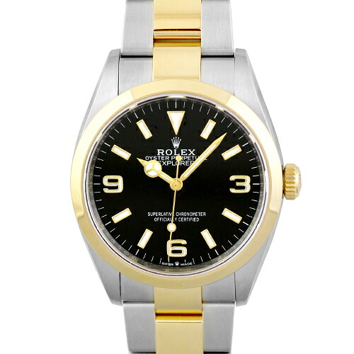 ロレックス ROLEX エクスプローラー1 124273 YG×SS 36mm ブラック文字盤 【送料無料】【中古】【メンズ】【腕時計】