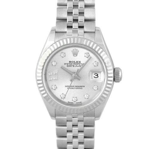 ロレックス ROLEX デイトジャスト28 279174G WG×SS 28mm シルバー文字盤 9ポイントスターダイヤ IXダイヤ ジュビリーブレスレット【送料無料】【中古】【レディース】【腕時計】