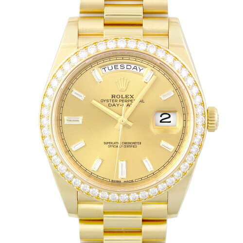 ロレックス ROLEX デイデイト40 228348RBR YG 40mm シャンパン文字盤 ベゼルダイヤ【送料無料】【中古】【メンズ】【腕時計】