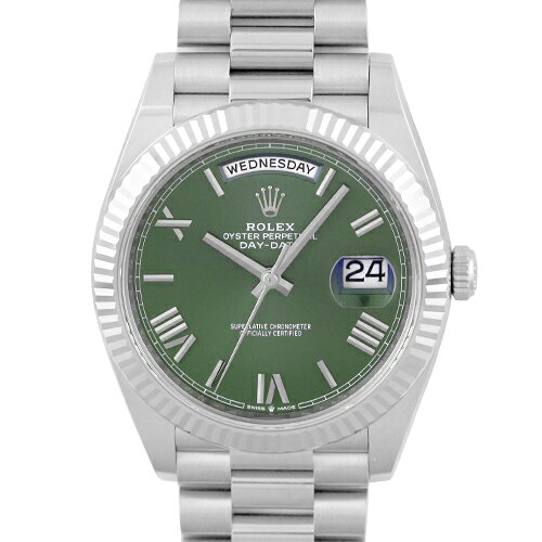 ロレックス ROLEX デイデイト 228239 WG 40mm オリーブグリーン文字盤 【送料無料】【中古】【メンズ】【腕時計】
