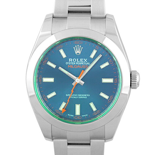 ロレックス ROLEX ミルガウス グリーンガラス 116400GV SS 40mm Zブルー文字盤 【送料無料】【中古】【メンズ】【腕時計】
