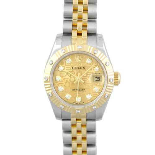 ロレックス ROLEX デイトジャスト 179313G YG×SS 26mm シャンパンコンピューター文字盤 ベゼルダイヤ ジュビリーブレスレット【送料無料】【中古】【レディース】【腕時計】