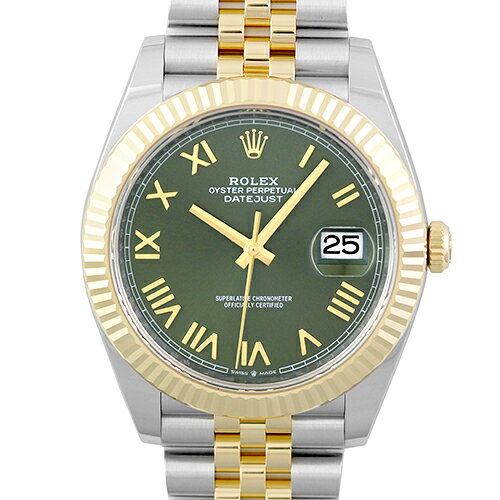 【2026年新作】ロレックス ROLEX デイトジャスト41 126333 YG×SS 41mm オリーブグリーンローマン文字盤 ジュビリーブレスレット【送料無料】【新品】【メンズ】【腕時計】