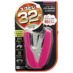 コクヨ　SL-MF55-02P　ステープラー＜パワーラッチキス＞　32枚綴じフラットクリンチタイプ　ピンク