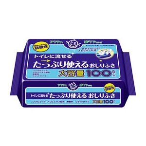 アクティ　トイレに流せるせるたっぷり使えるおしりふき　100枚　まとめ買い24袋