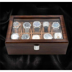 腕時計ケース 高級収納ボックス ウォッチケース クルミ木 収納ケース コレクション 箱 展示 インテリア おしゃれ 原木色 木製 10本入