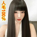 wig かつら ウィッグ 人毛100%ウィッグ ロング 人毛ウィッグ かわいい おしゃれ ファッション ナチュラル デイリー ストレート 自然 女性 桂 レディース 耐熱 ネット付