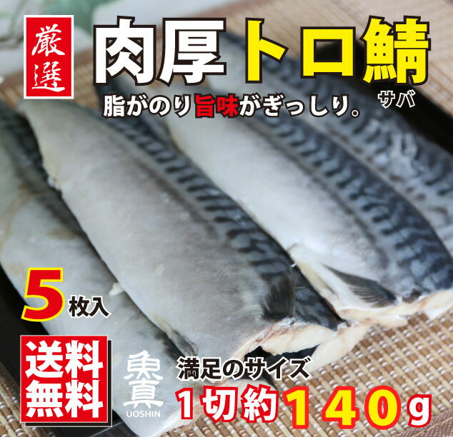 【SALE】厳選 肉厚トロ鯖 訳あり 5枚入り(1枚 約140g)【送料無料 鯖 さば 塩鯖 サバ 塩サバ】　魚真