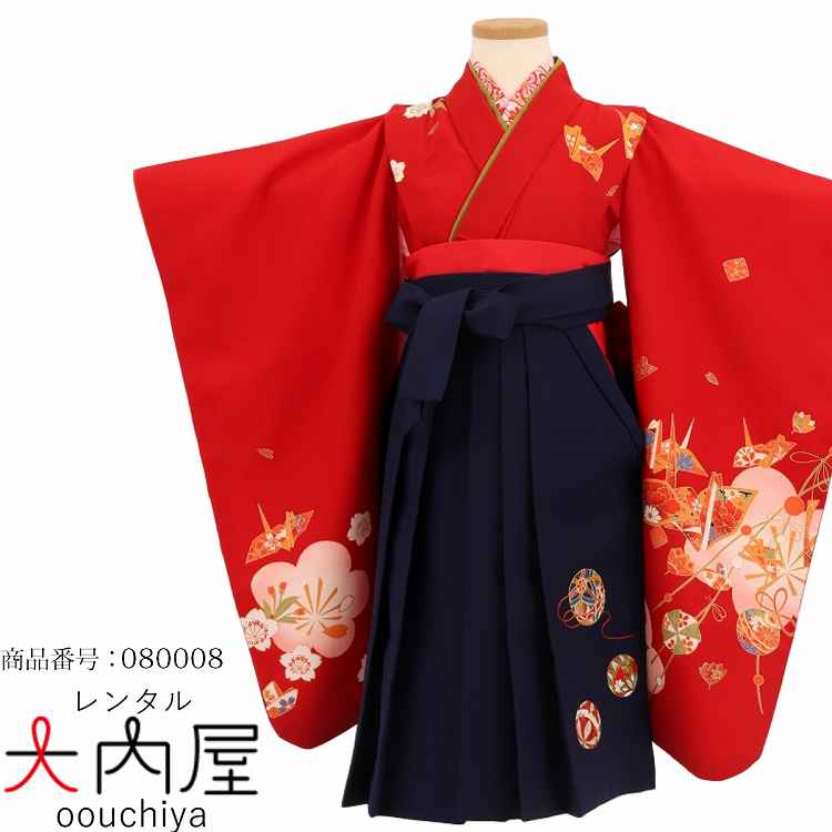七五三 着物 3歳 レンタル 女の子 七五三 袴 女の子 アンティーク モダン レトロ フルセット 赤折鶴物語 【レンタル】袴セット 七五三 着物 3歳 小さめ 肩上げ 無料 女 女子 三歳 3才(4)