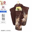 \6/4 20:00〜セール開始/ 振袖 レンタル 茶 【Mサイズ 濃茶牡丹幻想蝶】 振袖 レンタル 成人式 シンプル 1か月 振袖レンタル フルセット 結婚式...