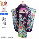 振袖 レンタル 紫 【Mサイズ 濃紫ラメ蝶花聖夜 スザンヌ】 振袖 レンタル 成人式 シンプル 1か月 振袖レンタル フルセット 結婚式 【レンタル】 大正ロマン 振袖