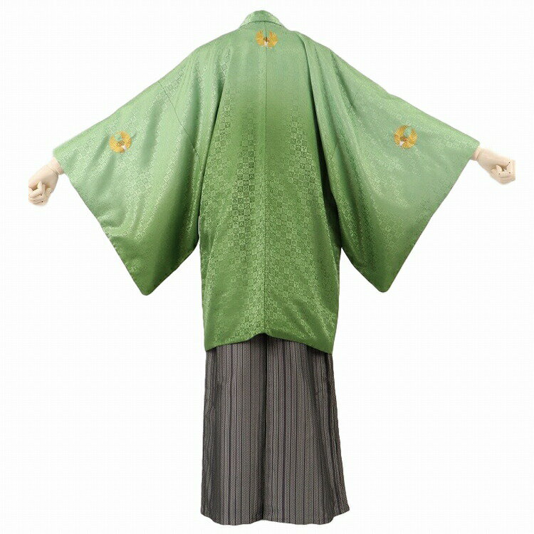 卒業式 袴 レンタル 男 180 袴 メンズ 紋付袴 レンタル 紋付羽織袴 緑市松ぼかし 177~182cm 対応 2・3cmは許容範囲 【レンタル】 袴 男 成人式 レンタル オシャレ かっこいい 羽織袴 結婚式