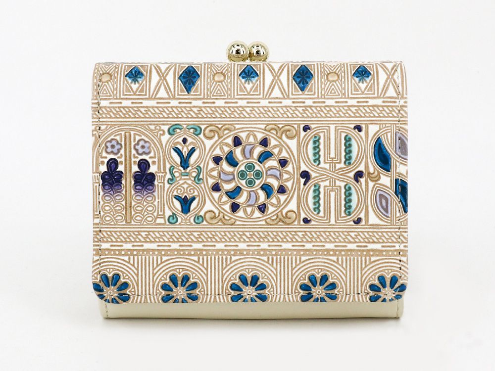 【可愛い皮革伝統工芸 文庫屋「大関」】アポロン＜ブルー＞ 三つ折りミニ財布