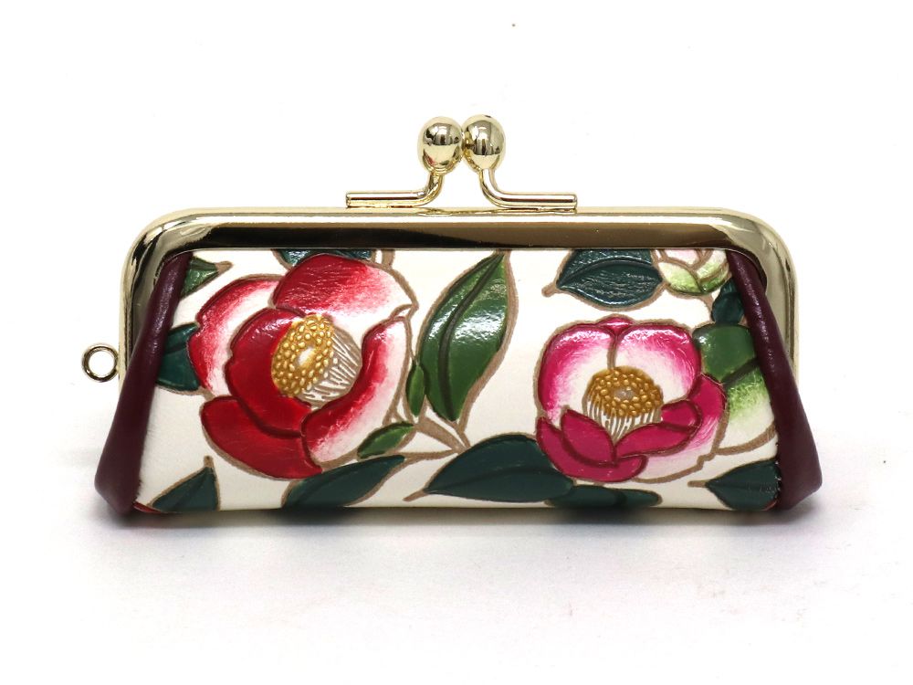 【可愛い皮革伝統工芸 文庫屋「大関」】椿 印鑑入れ