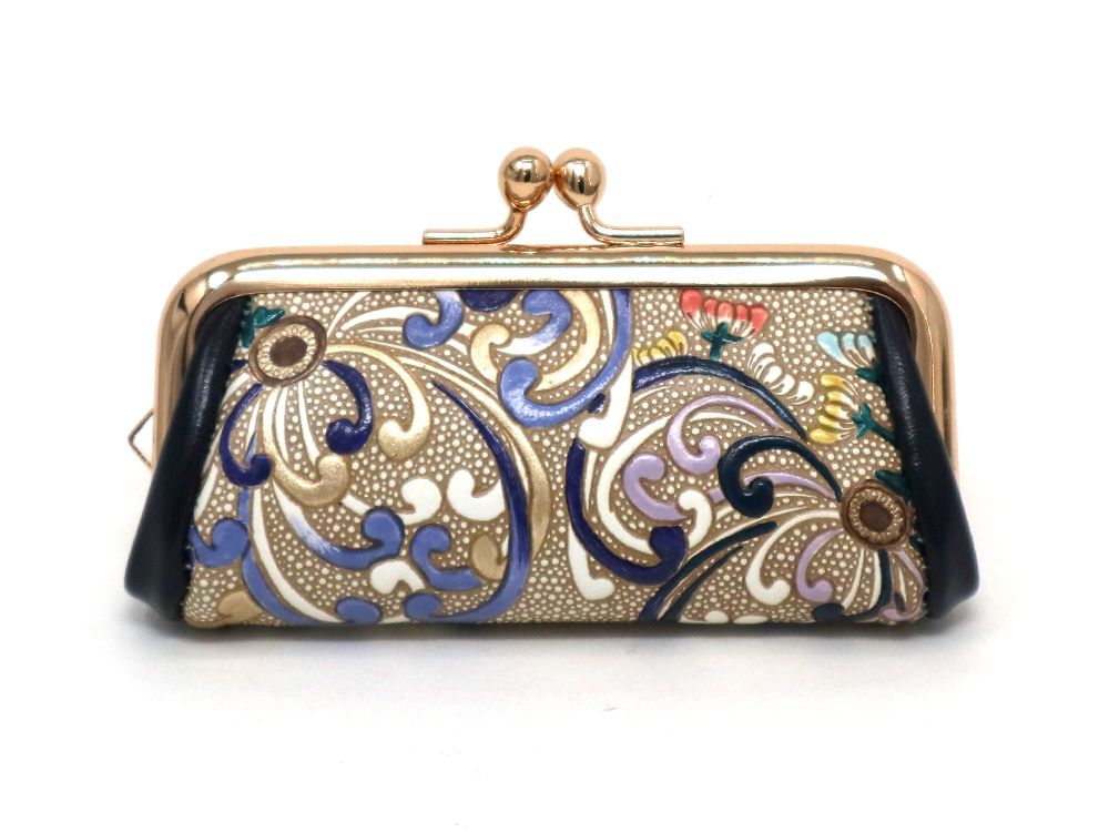 【可愛い皮革伝統工芸 文庫屋「大関」】乱菊<青紫> 印鑑入れ