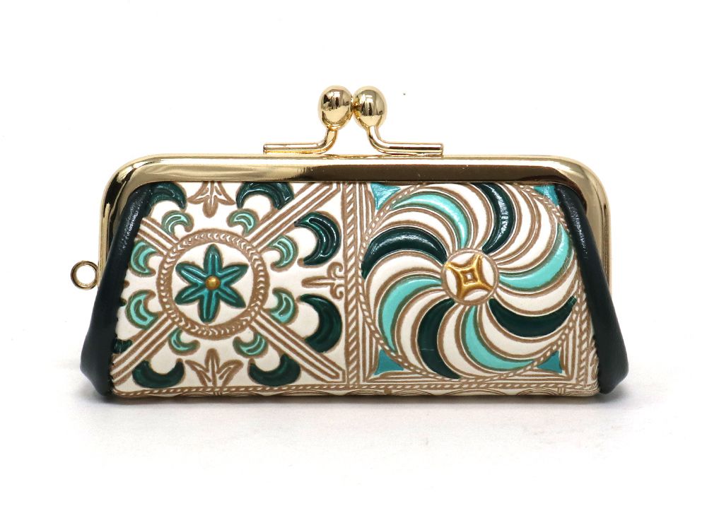 【可愛い皮革伝統工芸 文庫屋「大関」】錦紗<緑> 印鑑入れ